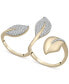 ფოტო #1 პროდუქტის Diamond Pavé Leaf Open Cuff Double Ring (1/2 ct. t.w.) in 10k White or Yellow Gold, Created for Macy's