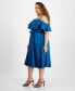 Plus Size Ruffled Square-Neck Cold-Shoulder Midi Dress