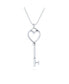 ფოტო #1 პროდუქტის Large Simple Romantic Key to Your Heart Open Heart Key Necklace Pendant For Women Teens Girlfriend .925 Sterling Silver