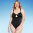Фото #1 товара Women's Shirred Cup Underwire High Leg One Piece Swimsuit - Shade & Shore Black
