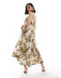 & Other Stories midaxi dress with volume double layer volume in botanical print