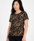 ფოტო #1 პროდუქტის Petite Short-Sleeve Button-Back Top