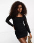 Фото #2 товара Stradivarius crochet mini dress in black