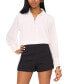 Women's Shirred Long-Sleeve Button-Cuff Blouse