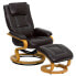 Фото #5 товара Contemporary Brown Leather Recliner And Ottoman With Swiveling Maple Wood Base