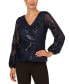 Фото #1 товара Women's Floral Sequined V-Neck Top