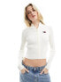 Фото #1 товара Tommy Jeans zip badge cardigan in white