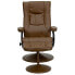 Фото #3 товара Contemporary Palimino Leather Recliner And Ottoman With Leather Wrapped Base