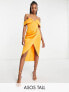 Фото #1 товара ASOS DESIGN Tall off shoulder corset midi dress in marigold