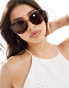 Pieces oval cateye sunglasses in ombre almond brown