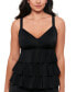 Women's Black Swan Tiered-Ruffle Tankini Top, Created for Macy's