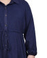 Фото #4 товара Plus Size Long Dolman Sleeve Drawstring-Waist Tunic Top