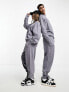 Фото #2 товара ASOS DESIGN co-ord oversized joggers in washed charcoal with embroidery