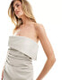 Kaiia leather look ruched bandeau midaxi dress in ecru 34 - фото #4