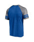 ფოტო #2 პროდუქტის Men's Heather Royal Chicago Cubs Utility Two-Stripe Raglan Tri-Blend T-shirt