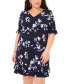 Фото #3 товара Plus Size Printed 3/4-Sleeve Flounce Trim Dress