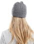 ASOS DESIGN fisherman rib beanie in grey marl grau - фото #3