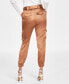 Women's High-Rise Belted Satin Cargo Pants, Regular & Petite, Created for Macy's