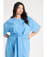 Фото #2 товара Plus Size Cross Front Flutter Sleeve Dress