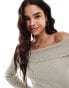 Vero Moda off shoulder knitted top in stone Серый, L - EU 40 - фото #2