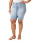 Фото #1 товара Plus Size Shape Effect Pull-On Denim Bermuda Shorts