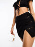 ASOS DESIGN broderie beach mini skirt in black