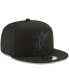 Фото #4 товара Men's Black Florida Marlins Throwback Primary Logo Basic 59Fifty Fitted Hat