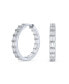 ფოტო #1 პროდუქტის Bridal Statement AAA CZ Brilliant Emerald Cut Cubic Zirconia Inside Out Hoop Earrings Wedding Prom Holiday Party Rhodium Plated 1 In Diameter