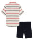 ფოტო #2 პროდუქტის Toddler Boys Prewashed Multi Stripe Short Sleeve Shirt and Twill Shorts, 2 Piece Set