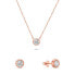 Modern bronze jewelry set with zircons SET220R (earrings, necklace)