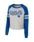 ფოტო #3 პროდუქტის Women's Heather Gray Kentucky Wildcats I'm Gliding Here Raglan Long Sleeve Cropped T-shirt