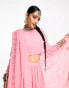 Nesavaali lehenga embroidered long sleeve crop top in blush pink