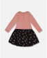 Big Girls Bi-Material Dress With Eyelet Collar Light Pink Printed Flowers Light pink printed flowers, 12 - фото #3