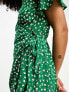 Фото #3 товара Only frill wrap mini dress in green ditsy floral