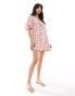 Фото #4 товара Wednesday's Girl floral print deep-v mini smock dress in pink