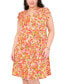 Фото #3 товара Plus Size Floral-Print Flutter-Sleeve Shift Dress