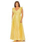 ფოტო #1 პროდუქტის Plus Size Flutter Sleeve Pleated V-Neck Gown