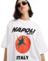 ASOS DESIGN oversized t-shirt with napoli tomato graphic in white