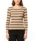 Фото #1 товара Women's Scoop Neck Ribbed Striped Sweater, Regular & Petites