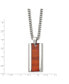Red Koa Wood Inlay Enameled Pendant Curb Chain Necklace