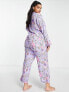 ASOS DESIGN Curve exclusive modal floral shirt & trouser pyjama set in purple