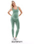 Фото #1 товара Mamalicious Maternity seamless legging co-ord in ivy green