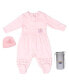Baby Girls Royal Baby Organic Cotton Gloved Footed Coverall Ballerina with Hat in Gift Box