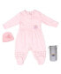 ფოტო #1 პროდუქტის Baby Girls Royal Baby Organic Cotton Gloved Footed Coverall Ballerina with Hat in Gift Box