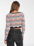 Фото #4 товара Pacsun cropped knitted jumper in wavy stripe with drawstring bust