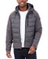 Фото #1 товара Men's Mixed-Media Full-Zip Hooded Jacket