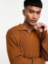 Фото #1 товара ASOS DESIGN lightweight oversized rib jumper with notch neck in brown