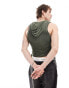 Фото #2 товара COLLUSION Hooded muscle vest top with tie detail in khaki