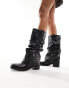Фото #8 товара Stradivarius square toe slouch boot in black