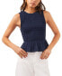 Women's Smocked Cotton Sleeveless Peplum Top